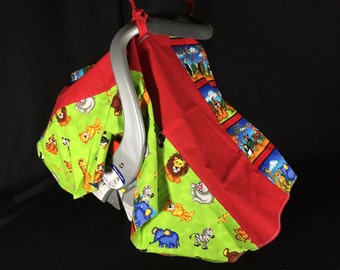 Infant Car Seat Canopy Cover / Reversible Baby Car Seat Cover / Baby Shower Gift / Handmade USA