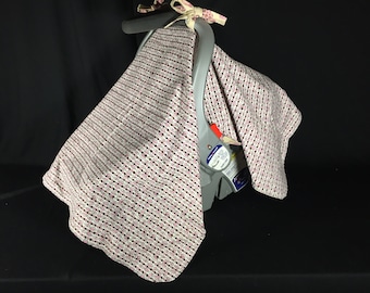 Infant Car Seat Canopy Cover / Reversible Baby Car Seat Cover / Baby Shower Gift / Handmade USA