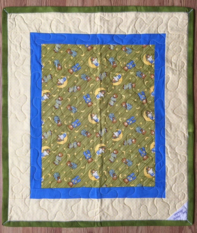 Tummy Time Play Quilt, Teddy Bears in Pajamas image 1