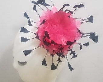 FAST SHIPPING OPTIONS! Pink & Black Ombre Floral Fascinator