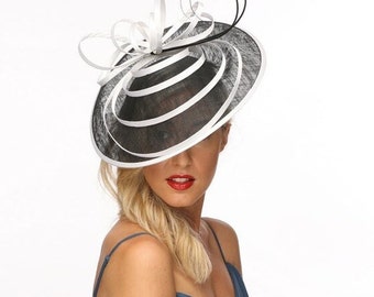 Black and White Kentucky Derby  Disc Fascinator