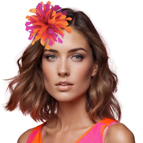 Pink & Orange Feather Fascinator