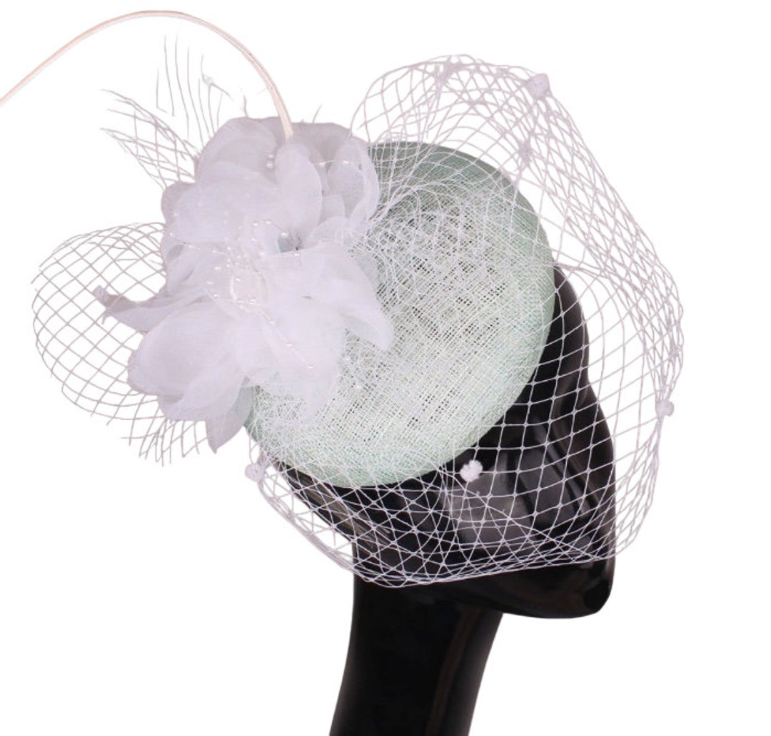 Mint Green Fascinator With Birdcage and Quill Feather Etsy