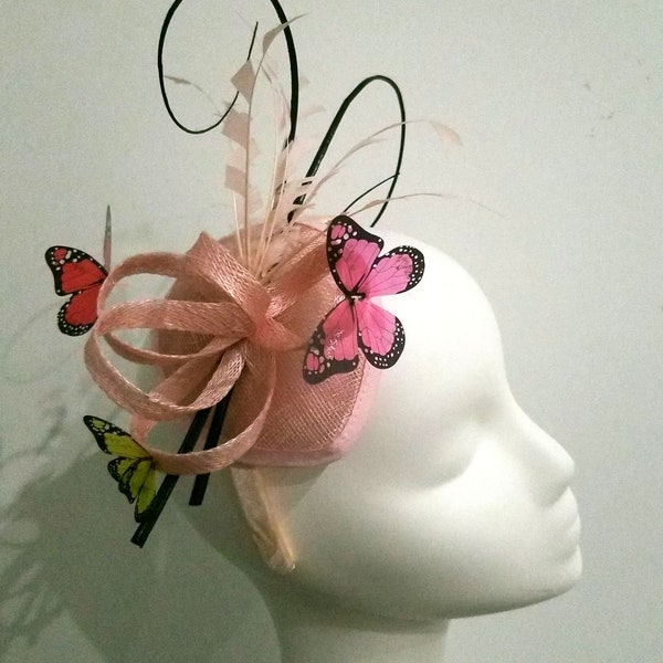 Pink Butterfly Fascinator/ Kentucky Derby Fascinator/ Derby Hat