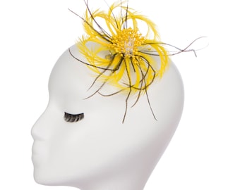 Yellow Fascinator with Starburst design/ Kentucky Derby Fascinator/ Derby Hat