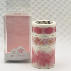 Roze sakura kersenbloesem 3 stuks set washi tape, masking tape - voor uw dagboek, dagboek, notebook, planner, scrapbooking projecten