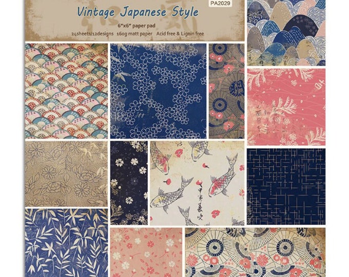 24 Sheets, Origami Paper. Japanese, Vintage, Retro Pattern. Decorative ...