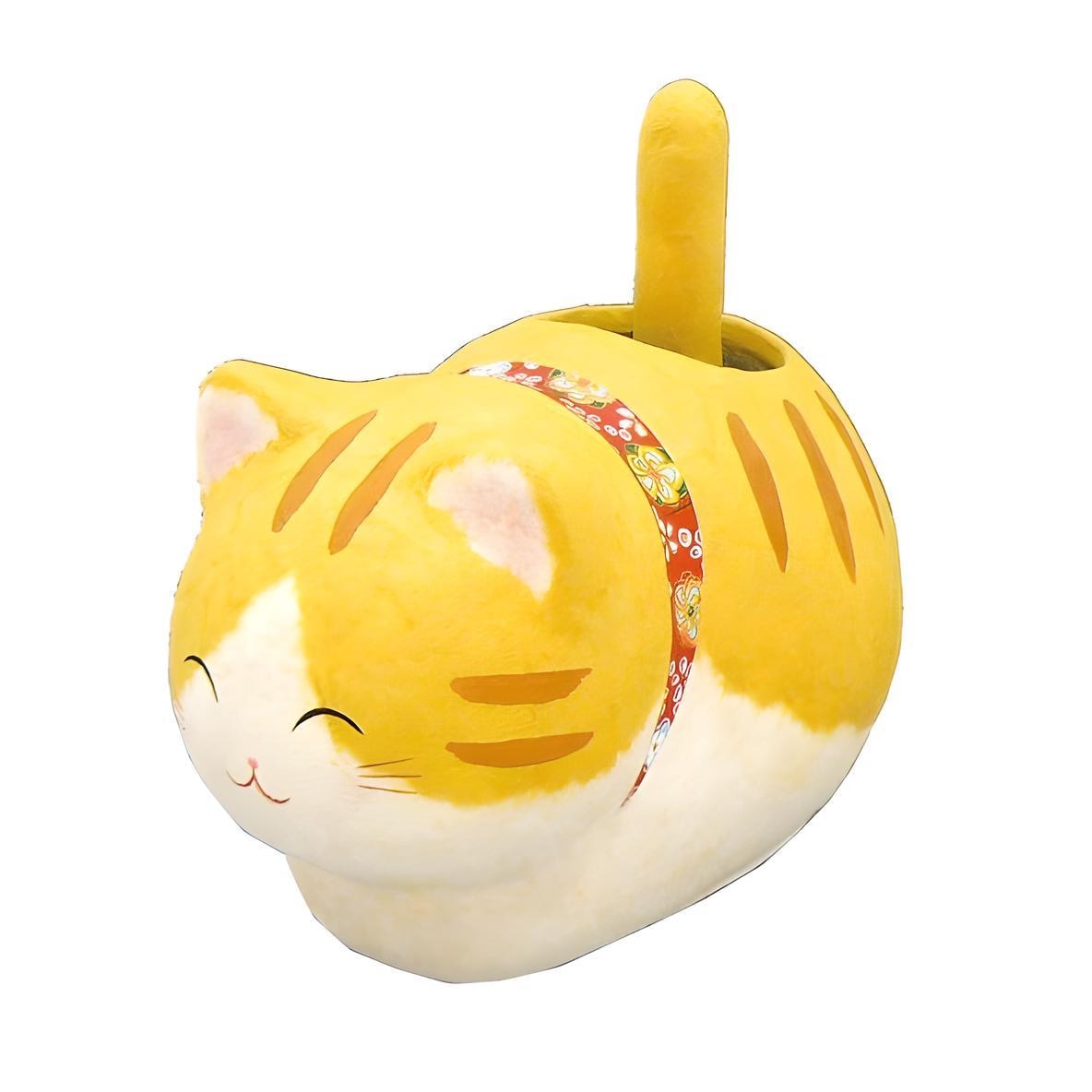 美和っち様(* 'ᵕ' )ART CATねこボーダー Japanese Chigiri Paper Figurine. Cat. Tail. Solar Movement