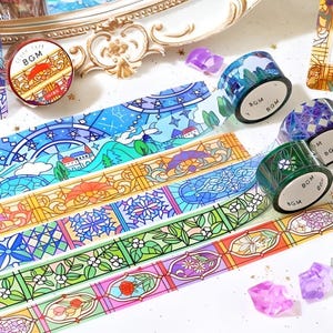 BGM. Stained glass. Windows details. PET tape. Moon. Night. Lily of the valley.