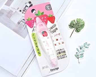 5 designs. Decorative correction tape. Black cats. Cat paws. Cat footprints. Duck. Panda. Cherry. Strawberry. Hot air balloon