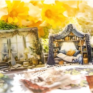 10 adesivos PET foscos. Quarto aconchegante. Cabine. Sala de estar. Estufa. Cair. Recanto de leitura