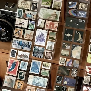 1 roll. Stickers roll. Stamps. Universe. Planets. Astronomy. Moon. Birds.