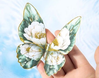 10 paper stickers. Gold glitter. Butterflies. Fantasy. Scrapbooking. Stationery