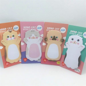 4Stk Set, kawaii, Cartoon Katze Serie Sticky Notes, Sticky Memo. Katzenrassen. Briefpapier.