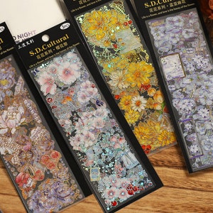 3 folhas, SEM CORTES, folha laser, adesivos PET. Jardim de flores. Sakura. Flor de cerejeira. Embelezamento
