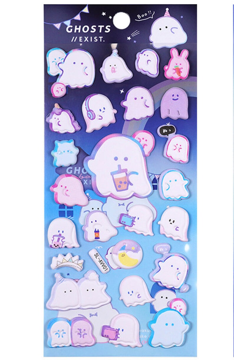 1 Sheet, Plastic, 3D, Puffy, Halloween, Cute Ghost, Stickers. - Etsy
