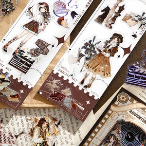 40, laser foil, PET stickers. Anime. Cartoon. Manga. Girls. Retro. Witch.