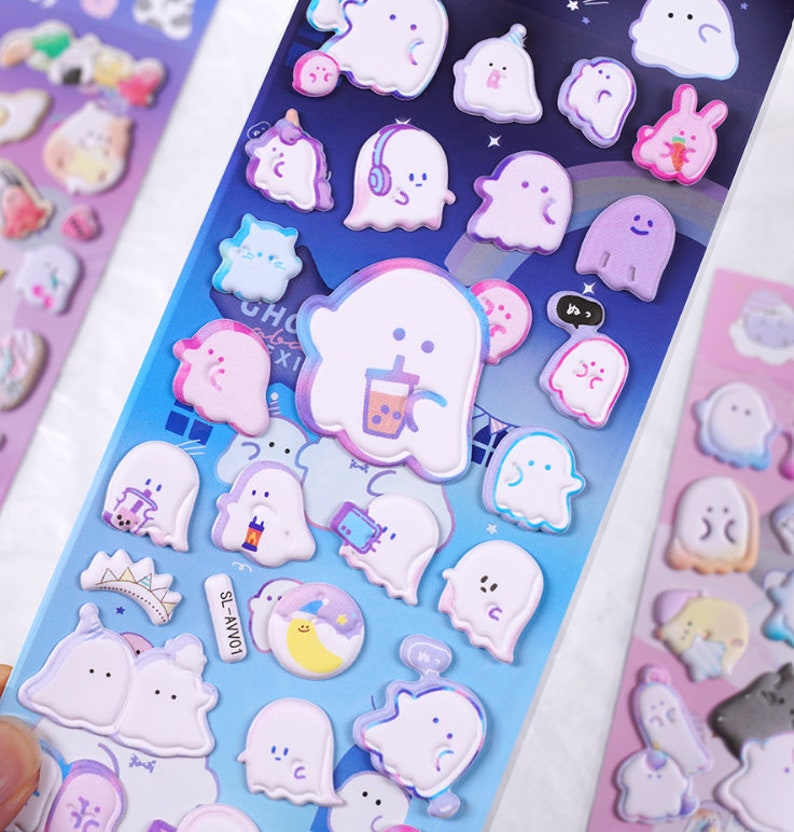 1 Sheet, Plastic, 3D, Puffy, Halloween, Cute Ghost, Stickers. - Etsy