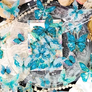 20 stickers PET mats. Des papillons. Fantaisie. Cristaux. Bijoux. Embellissement.