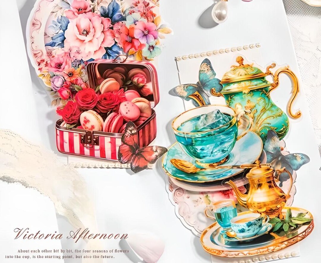 20 Matte, PET Stickers. Afternoon Tea. Victorian. British. Cakes ...
