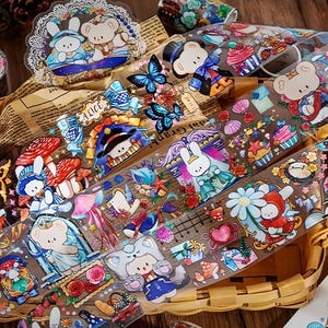 1 roll. Kawaii. Cartoon. Animals. Rabbit. Bear. Fairytales. Aladdin. Little mermaid. Red riding hood. Alice in Wonderland