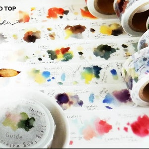 Liang Feng. Watercolor splash. Washi tape. Cat. Japanese. Round Top brand.