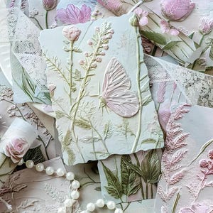 23 decorative, material paper. Scrapbooking ephemera. Garden. Greenery. Plants. Flowers. Wildflowers.  Embellishment