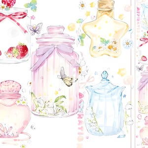 1 Stück, 2 Design-Optionen, DIY, Washi Tape, Original-Illustration. Sommer, Erdbeerflaschen. Karussell