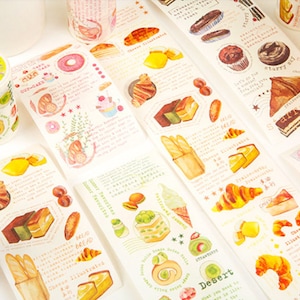 Extra largo. Nastro washi. Stravaganza gastronomica. Cioccolato. Prodotti da forno. Tè verde. Matcha. Dessert alla fragola. Parole
