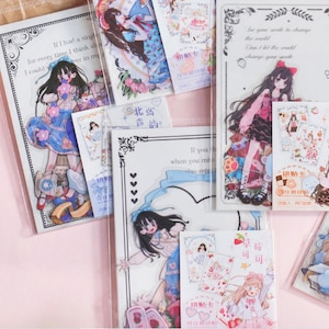 1 set, 20, kawaii, anime, cartoon, manga girl stickers. Alice in wonderland. Sweets.