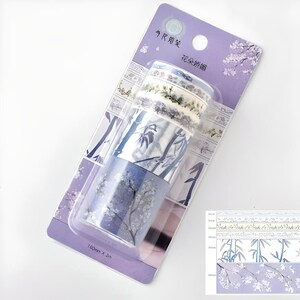 6pcs, silver foil, bamboo, cherry blossom, girl washi tape, masking tape