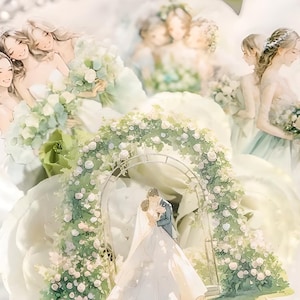 15, HD, giorno delle nozze, adesivi PET. Sposa e sposo. Damigelle. Amore. Arco di fiori per matrimonio. Felicità
