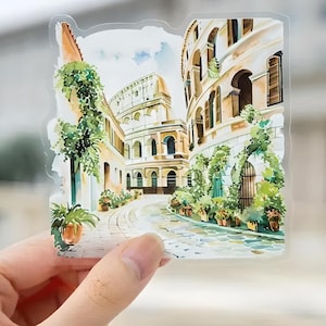 30 adesivos aquarela, foscos. Viagem. Verão. Praia. Europa. Roma. Santorini. Grécia.