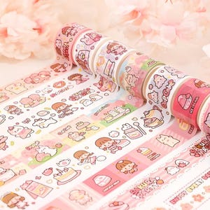 Kawaii. Cartoon. Washi tape. Masking tape. Sakura dessert house. Cherry blossom