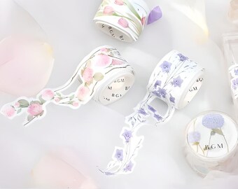 BGM, lace tape, die cut tape. Flowers. Tulip. Poppy. Bell flower. Hydrangea.