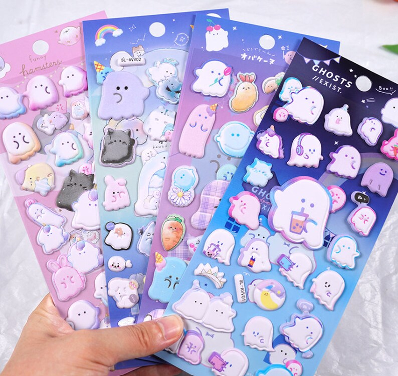 1 Sheet, Plastic, 3D, Puffy, Halloween, Cute Ghost, Stickers. - Etsy