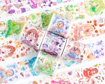 Washi Tape Set van 8 rollen - 30/15 mm breed, blauw elegant blauw afplakband met bloemenpatroon (4 m) versier je scrapbook, doe-het-zelf, geschenkverpakking, bullet journal, kawaii-briefpapier