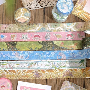 BGM. Mysteriöse Reise-Serie. Japanisch. Washi-Tape. Karte. Märchenhaft. Wald. Häschen. Katze.