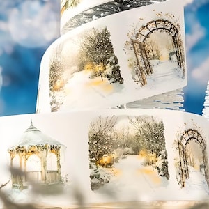 Washi tape. Winter scenery. Winter wonderland. Snow. Forest. Ice. Cozy home.