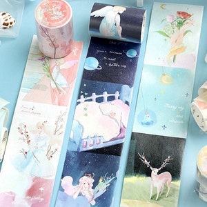 1pcs, kawaii, verhaal, sprookje, fantasie, illustraties, washi tape. Nachtdroom. Vallen. Lente. Bosdieren