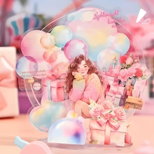 20 autocollants en PET. Anime. Les filles. Des bulles. Romantique. Dire. Des mots. Lettres. Papeterie. Embellissement. Journal. Planificateur. Jolies filles.