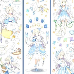 Cartoon. Anime. PET tape. Cat . Sakura panda. White rabbit from Alice in Wonderland. Rabbit girl