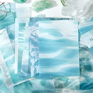 20 vellen, scrapbookpapier. Water. Kristalwater. Oceaan. Briefpapier.