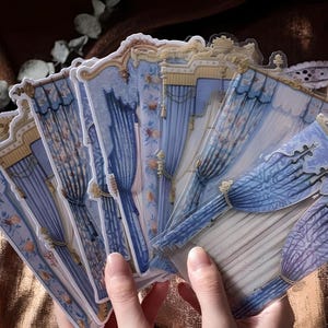 10, material cardstock, paper, hard PVC. Retro, vintage, antique, windows, curtains. Cards