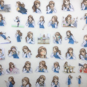 40 DIY anime, manga stickers. Girl mood stickers. Daily life. Lifelog. Illustration