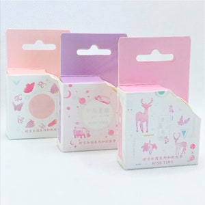 Zilverfolie, roze vlinders, nijlpaard, hert, washi tape, masking tape.