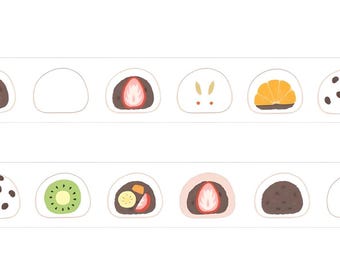 4 designs. Papier Platz. Japanese washi tape. Mochi. Onigiri. Shrimp tempura. Taiyaki
