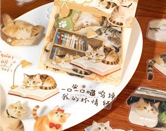 30 PET stickers. Cute cats. House cats. JApanese. Cartoon. Stationery. embellishment. Planner