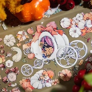 4 designs. 1 loop. PET tape. Kawaii. Cartoon girls. Forest, fall, pumpkin carriage. MAids. Cats. Magic. Halloween. Witch.