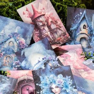 30 arkuszy papieru dekoracyjnego, scrapbookingowego, tła. Fantazja. Bajka. Dom wróżek. Las